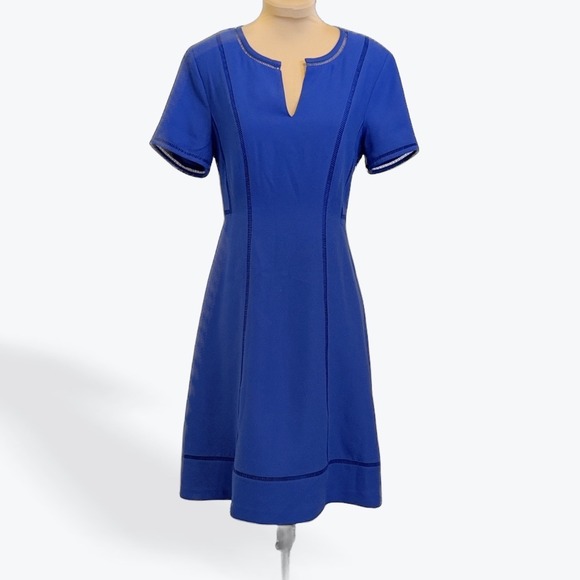 Banana Republic Dresses & Skirts - Banana‎ Republic Blue Sheath Dress V Neck Short Sleeve Knee Length Size 4